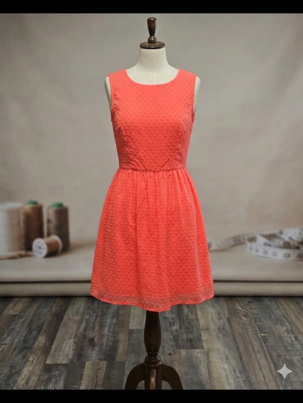 J. Crew Coral Sleeveless Dot-Textured Mini Dress